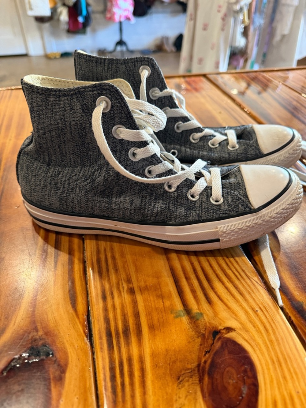 Converse  High-Top Sneakers in Charcoal Gray and White